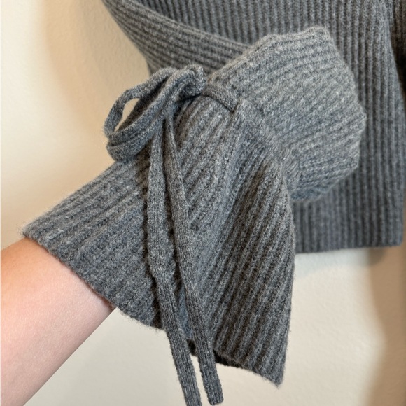 A.L.C. Emilie Sweater Ultra Fine Merino Wool Camel Hair Bell Sleeve Turtleneck - Picture 11 of 16